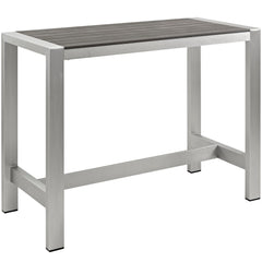 Shore Silver/Gray Outdoor Patio Aluminum Rectangle Bar Table - Ornate Home