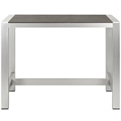 Shore Silver/Gray Outdoor Patio Aluminum Rectangle Bar Table - Ornate Home
