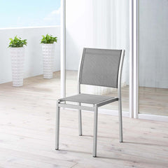 Shore Silver/Gray Outdoor Patio Aluminum Side Chair - Ornate Home