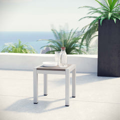 Shore Silver/Gray Outdoor Patio Aluminum Side Table - Ornate Home