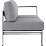 Shore Silver/Gray Right-Arm Corner Sectional Outdoor Patio Aluminum Loveseat - Ornate Home