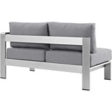 Shore Silver/Gray Right-Arm Corner Sectional Outdoor Patio Aluminum Loveseat - Ornate Home