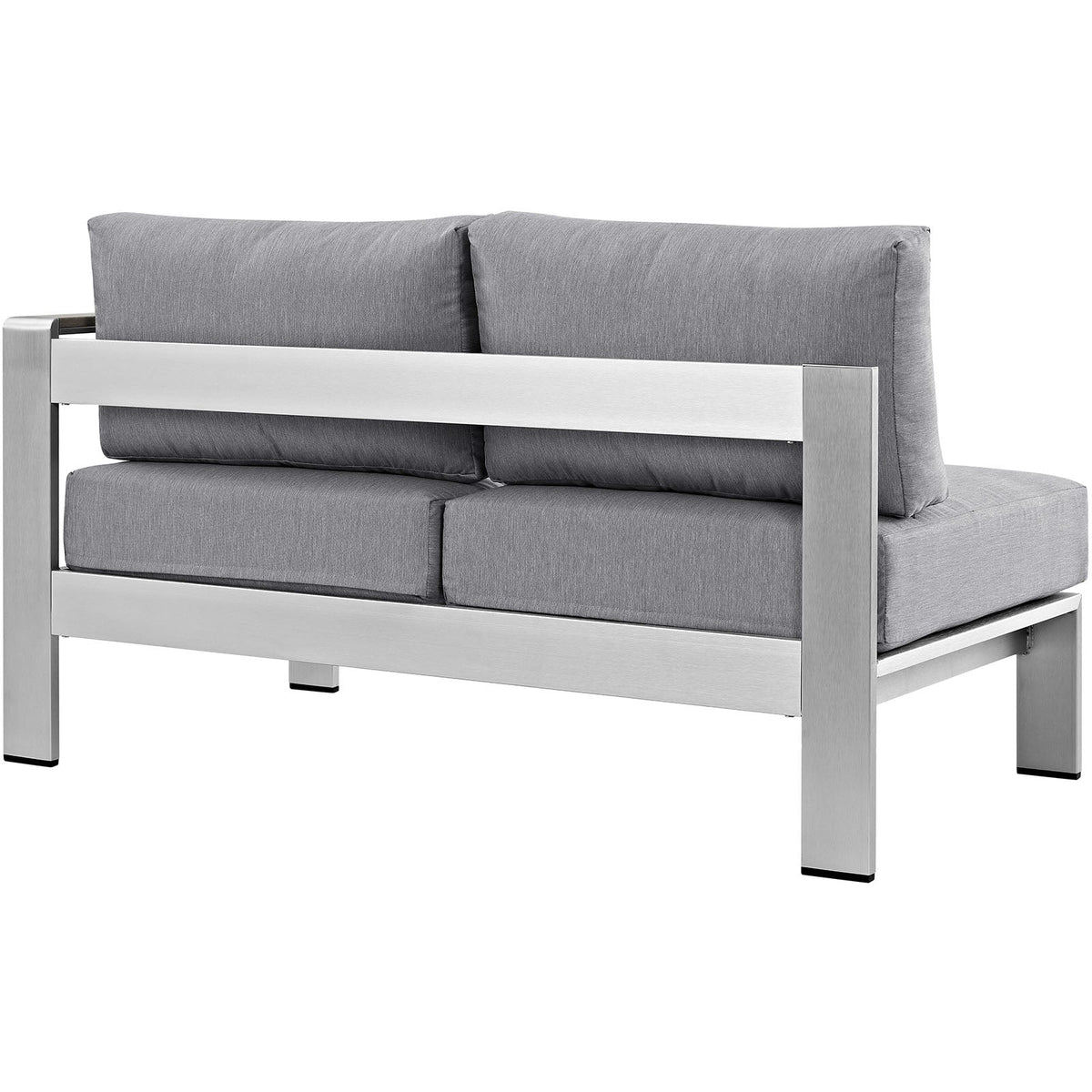 Shore Silver/Gray Right-Arm Corner Sectional Outdoor Patio Aluminum Loveseat - Ornate Home