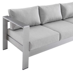 Shore Silver/Gray Sunbrella Fabric Aluminum Outdoor Patio Sofa - Ornate Home
