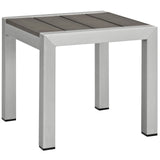 Shore Silver/Navy 3 Piece Outdoor Patio Aluminum Sectional Sofa Set - Ornate Home
