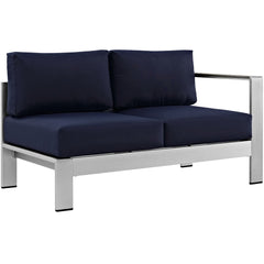 Shore Silver/Navy 6 Piece Outdoor Patio Aluminum Sectional Sofa Set - 55x188.5" - Ornate Home