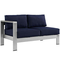 Shore Silver/Navy 7 Piece Outdoor Patio Sectional Sofa Set - Ornate Home