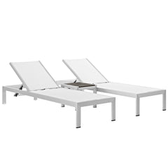 Shore Silver/White 3 Piece Outdoor Patio Aluminum Set - Ornate Home