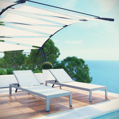 Shore Silver/White Outdoor Patio Aluminum Chaise (Set of 2) - Ornate Home