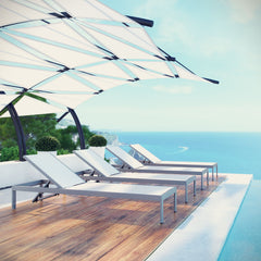 Shore Silver/White Outdoor Patio Aluminum Chaise (Set of 4) - Ornate Home