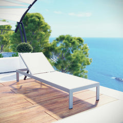 Shore Silver/White Outdoor Patio Aluminum Mesh Chaise - Ornate Home