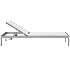 Shore Silver/White Outdoor Patio Aluminum Mesh Chaise - Ornate Home