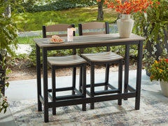 Shoreline Beach Black/Beige Counter Table Set (Set of 3) - Ornate Home
