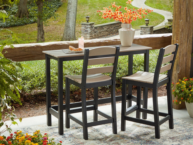 Shoreline Beach Black/Beige Counter Table Set (Set of 3) - Ornate Home