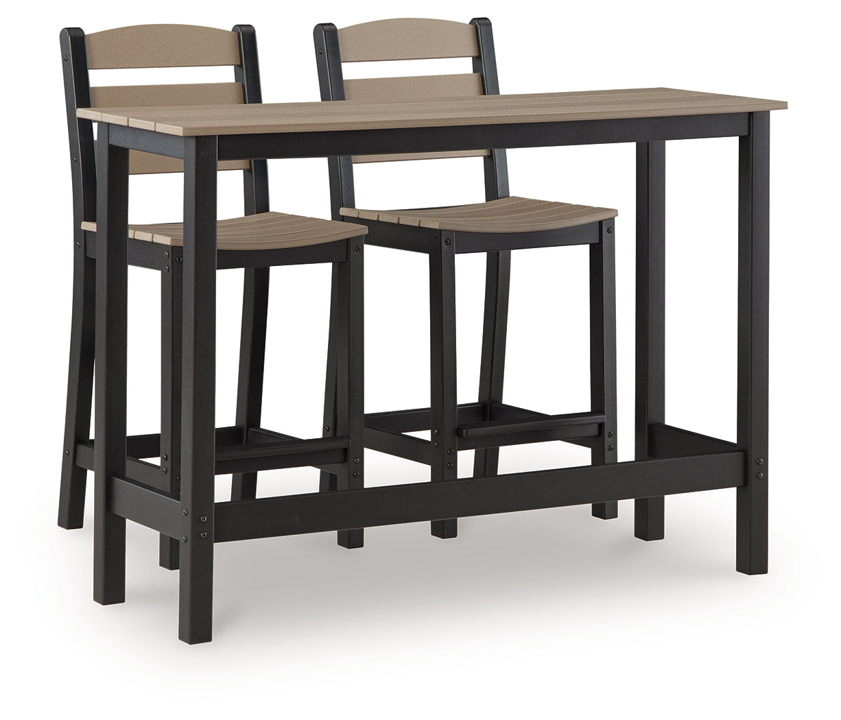 Shoreline Beach Black/Beige Counter Table Set (Set of 3) - Ornate Home