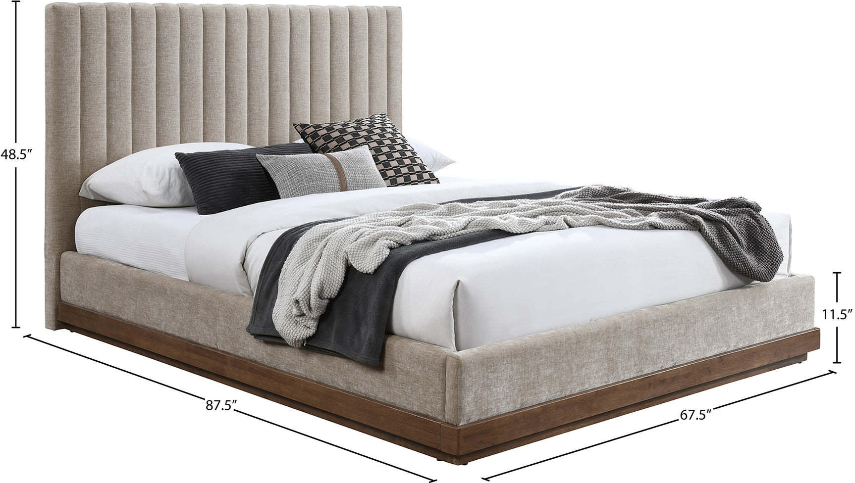 Shoreline Beige Fabric Upholstered Queen Bed (3 Boxes) - Ornate Home