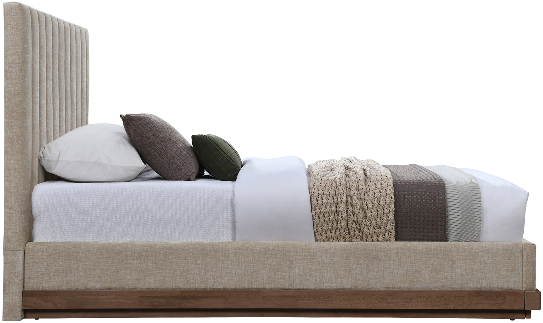 Shoreline Beige Fabric Upholstered Twin Bed (3 Boxes) - Ornate Home