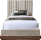 Shoreline Beige Fabric Upholstered Twin Bed (3 Boxes) - Ornate Home
