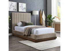 Shoreline Beige Fabric Upholstered Twin Bed (3 Boxes) - Ornate Home