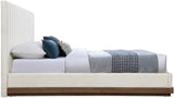 Shoreline Cream Fabric Upholstered Brown Walnut King Bed (3 Boxes) - Ornate Home