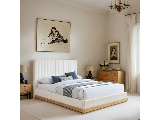 Shoreline Cream Fabric Upholstered Full Bed (3 Boxes) - Ornate Home
