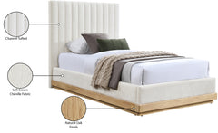 Shoreline Cream Fabric Upholstered Twin Bed (3 Boxes) - Ornate Home