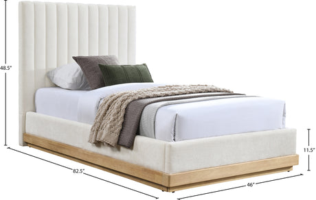 Shoreline Cream Fabric Upholstered Twin Bed (3 Boxes) - Ornate Home