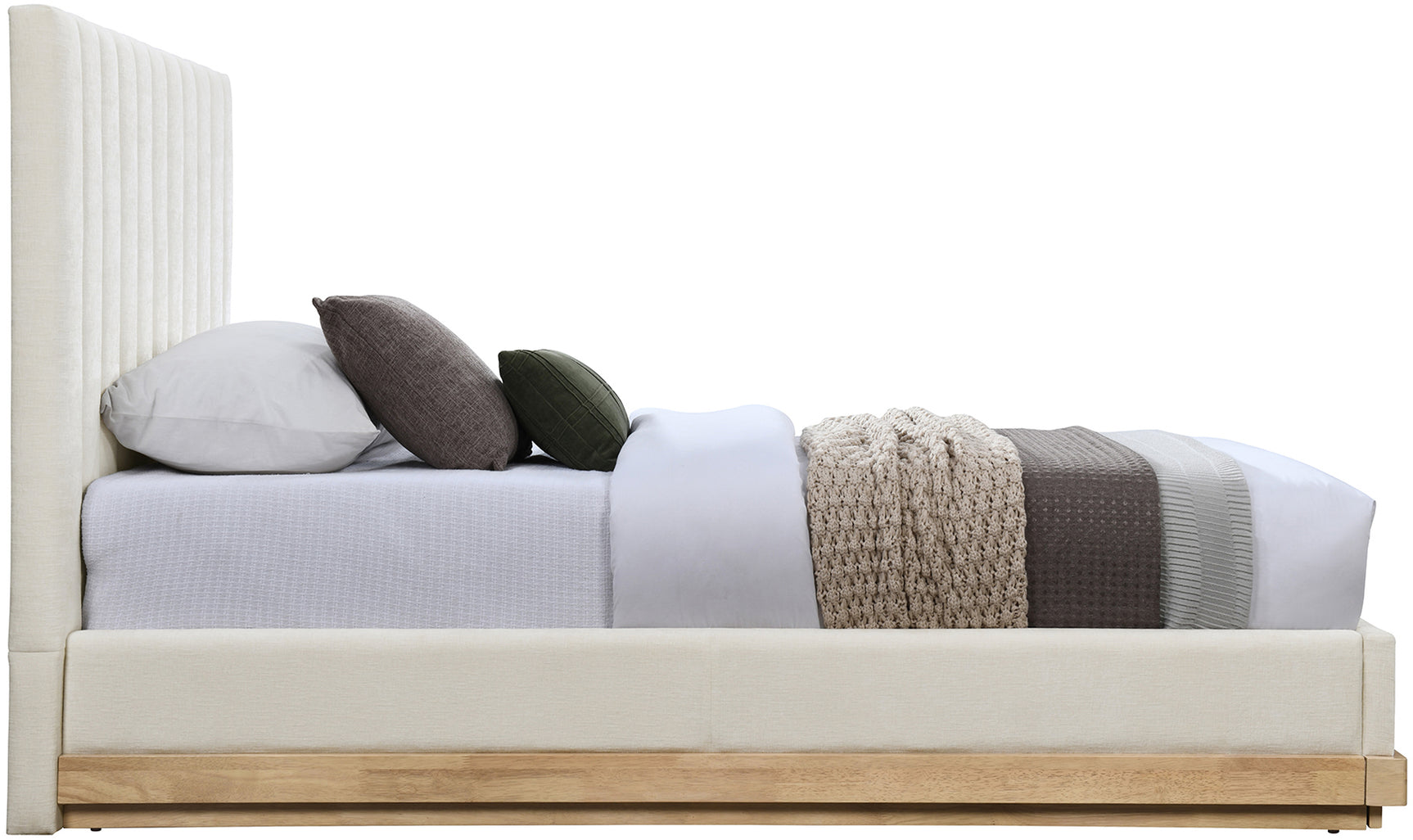 Shoreline Cream Fabric Upholstered Twin Bed (3 Boxes) - Ornate Home