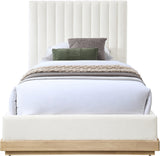Shoreline Cream Fabric Upholstered Twin Bed (3 Boxes) - Ornate Home