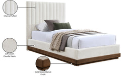 Shoreline Cream Fabric Upholstered Twin Bed (3 Boxes) - Ornate Home