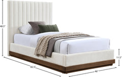 Shoreline Cream Fabric Upholstered Twin Bed (3 Boxes) - Ornate Home