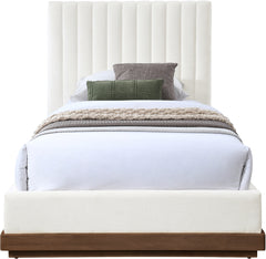 Shoreline Cream Fabric Upholstered Twin Bed (3 Boxes) - Ornate Home