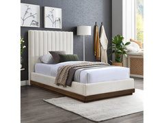 Shoreline Cream Fabric Upholstered Twin Bed (3 Boxes) - Ornate Home