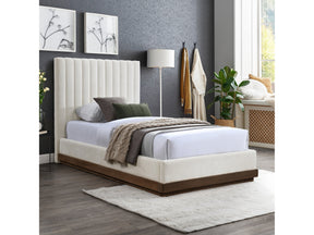 Shoreline Cream Fabric Upholstered Twin Bed (3 Boxes) - Ornate Home