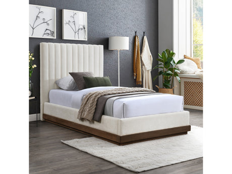 Shoreline Cream Fabric Upholstered Twin Bed (3 Boxes) - Ornate Home