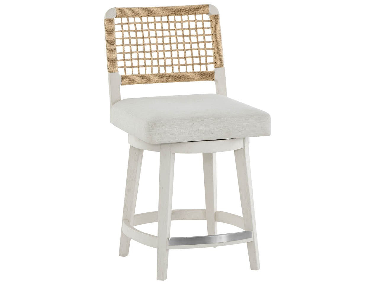 Shoreline White Pine/Crypton Nomad Snow Swivel Counter Stool - Ornate Home