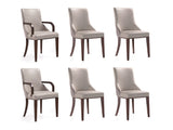 Shubert 6-Piece Faux Leather and Velvet Dining Chair Set in Light Grey - Ornate Home