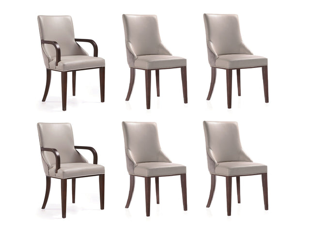 Shubert 6-Piece Faux Leather and Velvet Dining Chair Set in Light Grey - Ornate Home