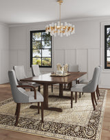 Shubert 6-Piece Faux Leather and Velvet Dining Chair Set in Light Grey - Ornate Home