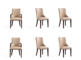 Shubert 6-Piece Faux Leather and Velvet Dining Chair Set in Tan - Ornate Home
