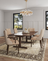 Shubert 6-Piece Faux Leather and Velvet Dining Chair Set in Tan - Ornate Home