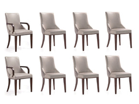 Shubert 8-Piece Faux Leather and Velvet Dining Chair Set in Light Grey - Ornate Home