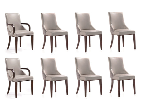 Shubert 8-Piece Faux Leather and Velvet Dining Chair Set in Light Grey - Ornate Home