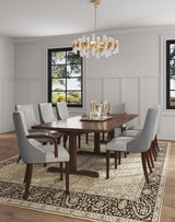 Shubert 8-Piece Faux Leather and Velvet Dining Chair Set in Light Grey - Ornate Home
