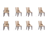 Shubert 8-Piece Faux Leather and Velvet Dining Chair Set in Tan - Ornate Home