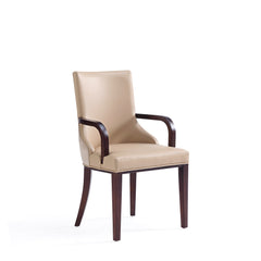 Shubert 8-Piece Faux Leather and Velvet Dining Chair Set in Tan - Ornate Home