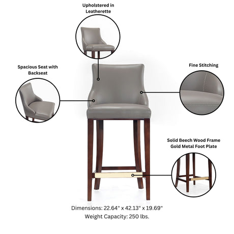 Shubert Barstool in Dark Taupe - Ornate Home
