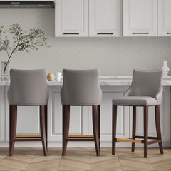 Shubert Barstool in Dark Taupe (set of 3) - Ornate Home