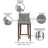 Shubert Barstool in Dark Taupe (set of 3) - Ornate Home