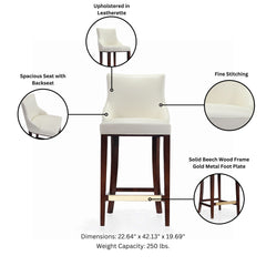 Shubert Barstool in Ivory (set of 2) - Ornate Home
